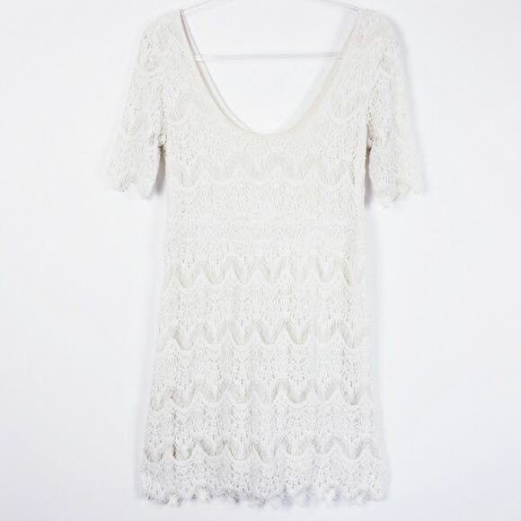 Pins and Needles Urban Out fitters Ivory Lace Short Sleeve Party Dress Size L - Picture 4 of 11